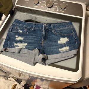 SO Dark Blue Distressed Jean Shorts